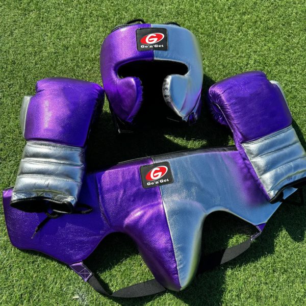 Metallic Purple and Silver Boxing Gloves UK