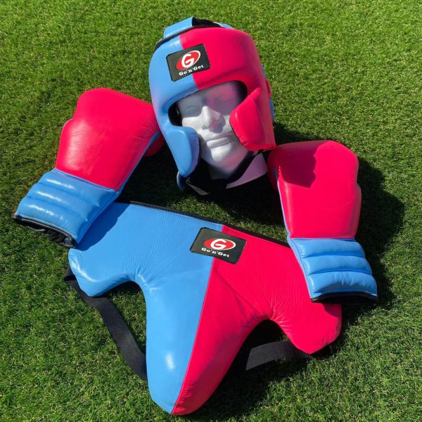 Pink Baby Blue Leather Sparring Set UK
